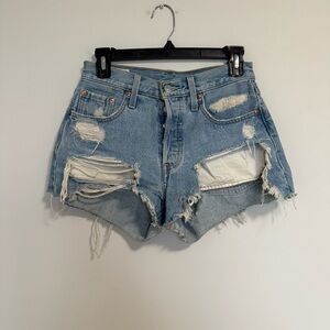 Levi’s Premium 501 Cutoff Denim Shorts Distressed 25